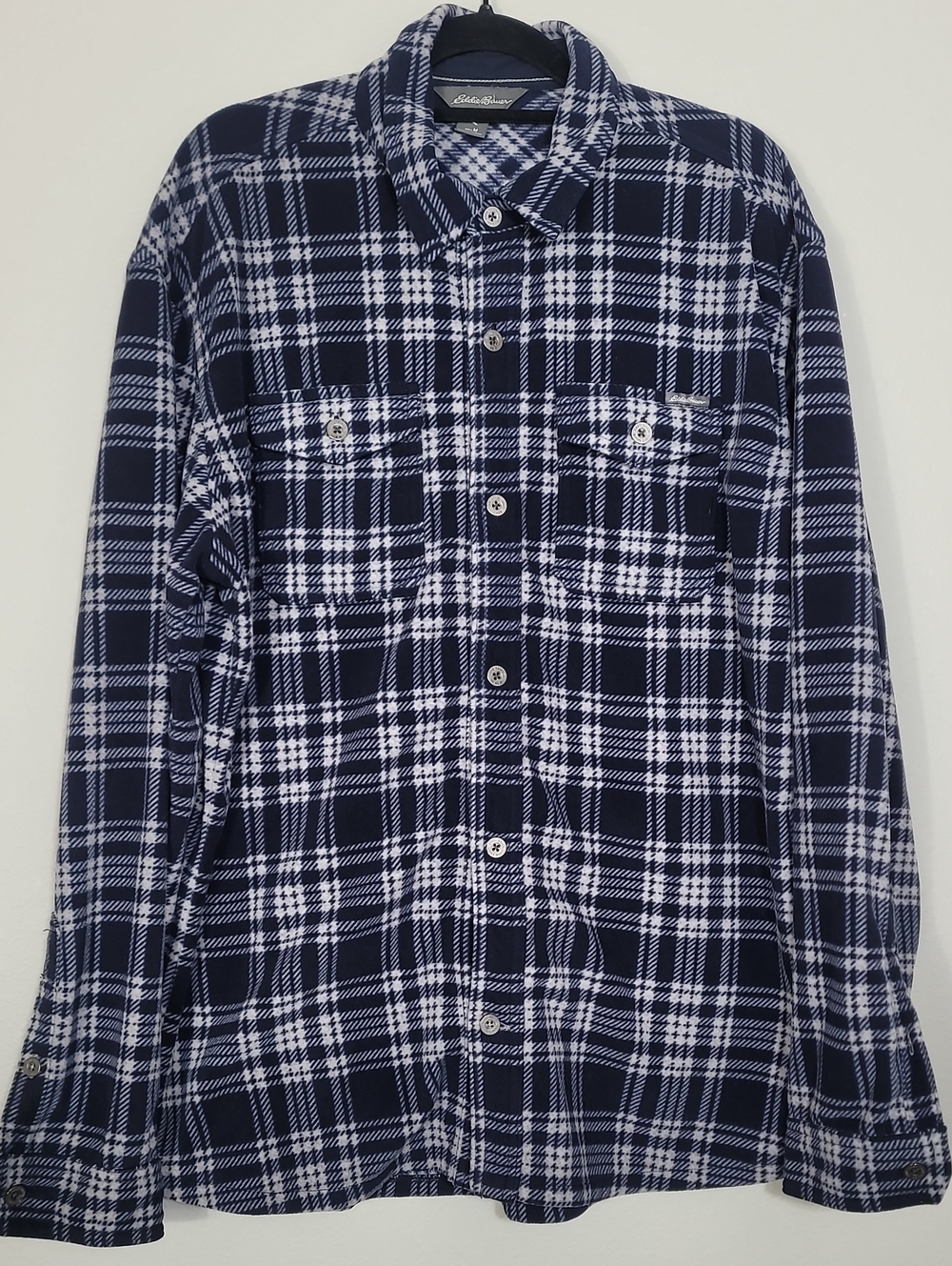 Eddie Bauer Mens Plaid Flannel Shacket Size Medium Button Up Shirt
